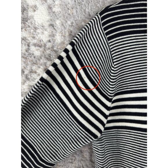 Norton Studio Petite Size PL Striped Casual Button Cardigan Sweater Black White - Picture 3 of 10